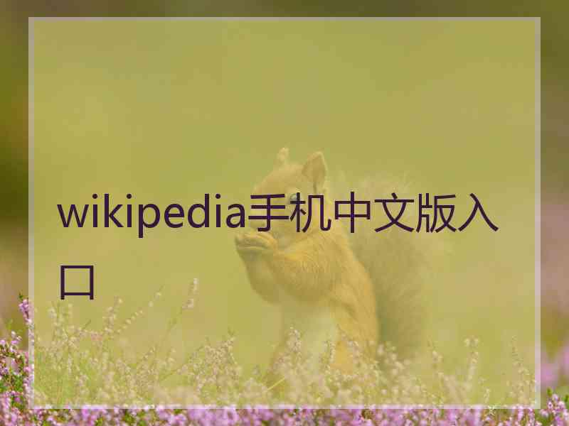 wikipedia手机中文版入口
