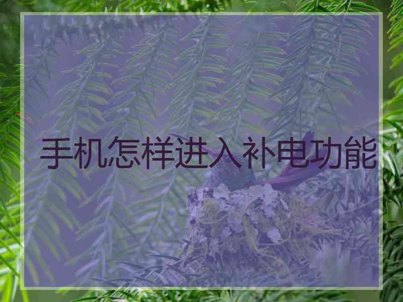 手机怎样进入补电功能