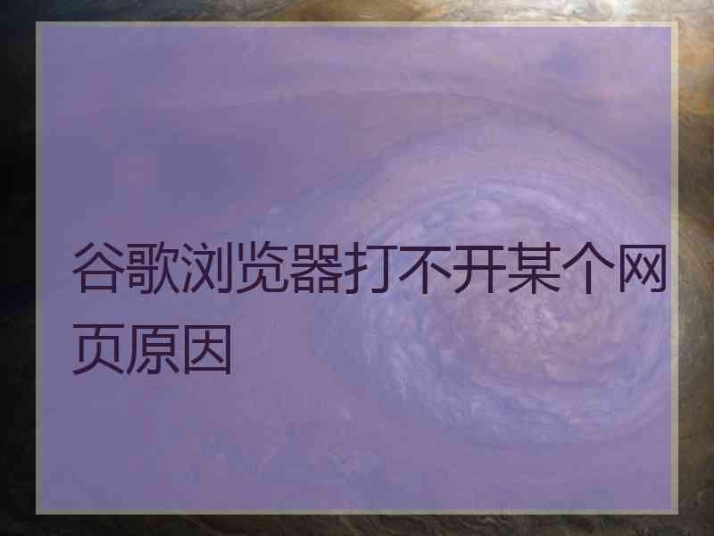 谷歌浏览器打不开某个网页原因