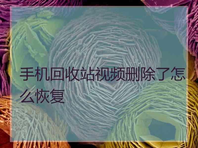 手机回收站视频删除了怎么恢复