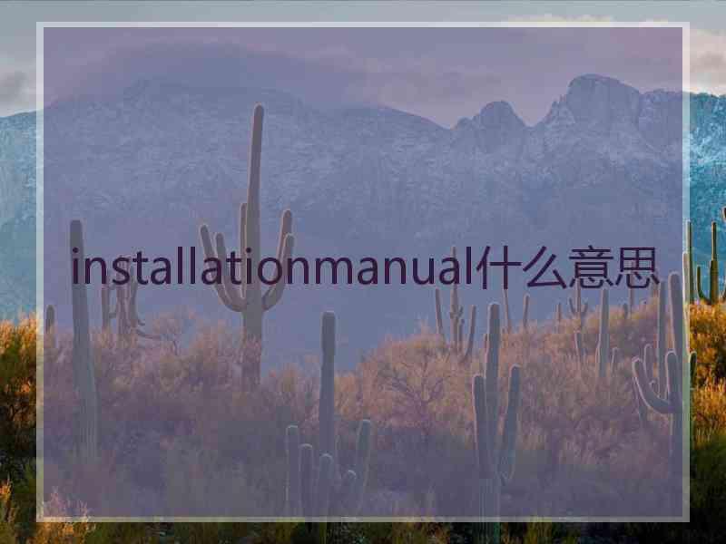 installationmanual什么意思