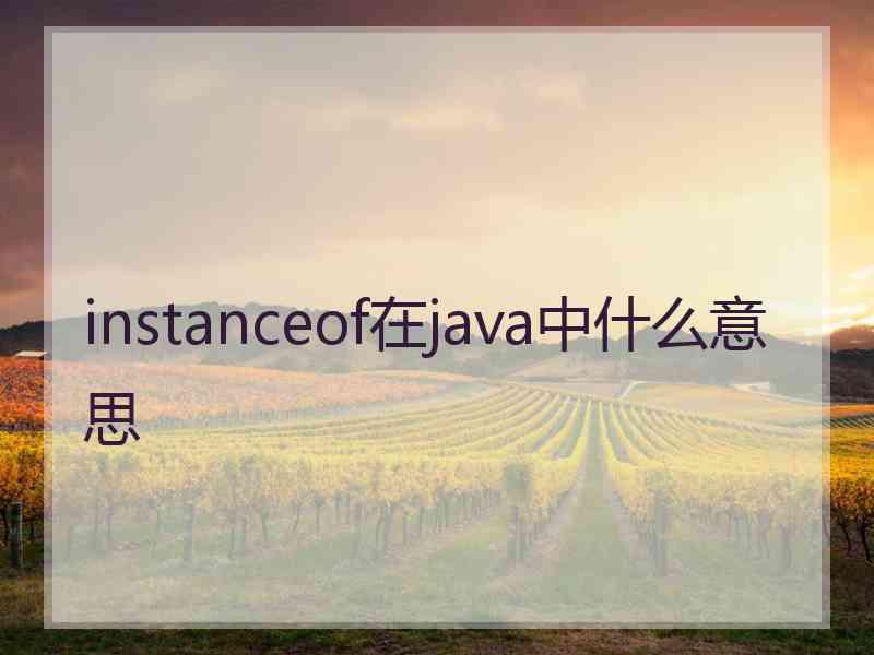 instanceof在java中什么意思