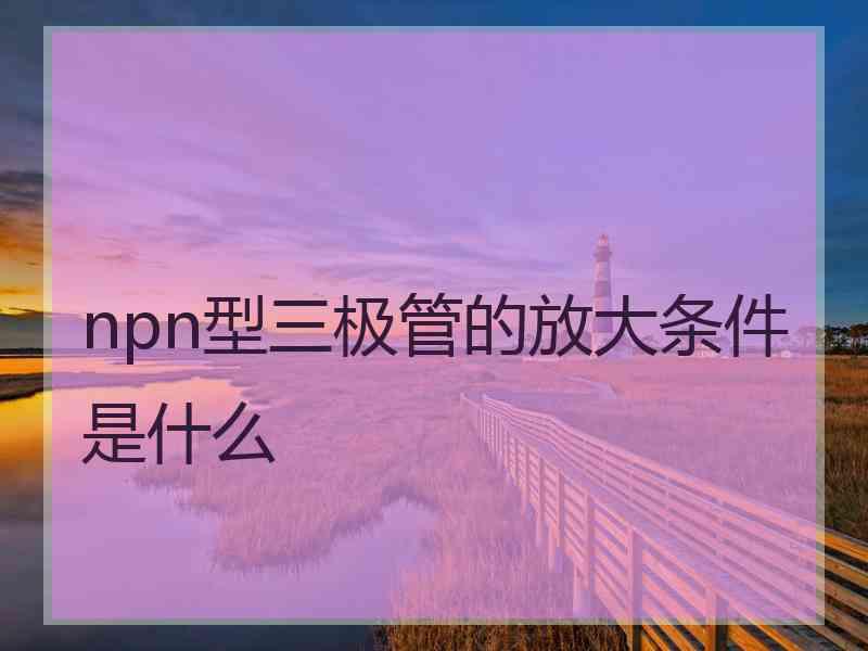 npn型三极管的放大条件是什么