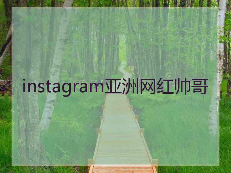 instagram亚洲网红帅哥