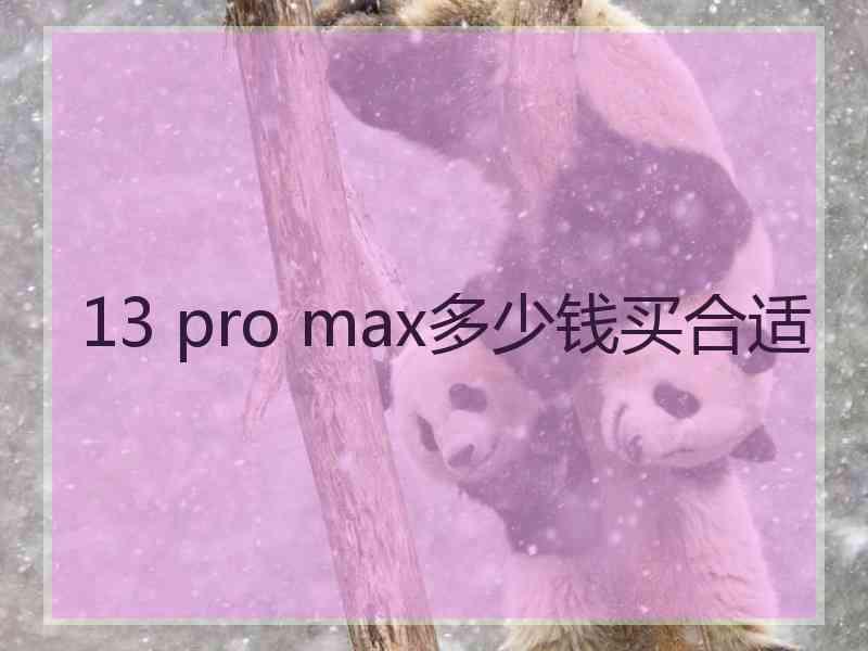 13 pro max多少钱买合适