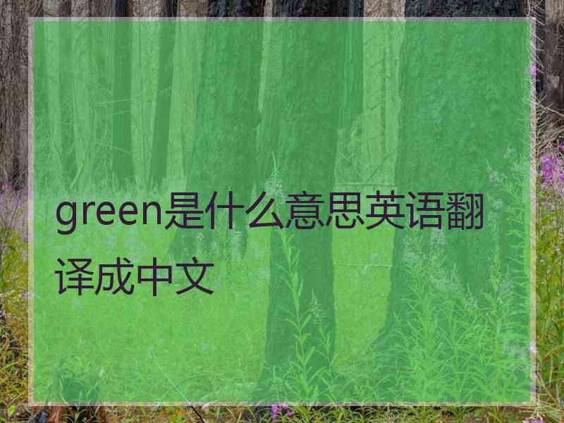 green是什么意思英语翻译成中文