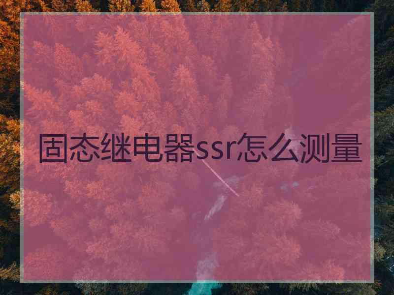 固态继电器ssr怎么测量