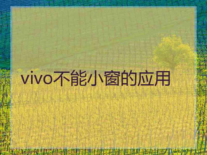 vivo不能小窗的应用