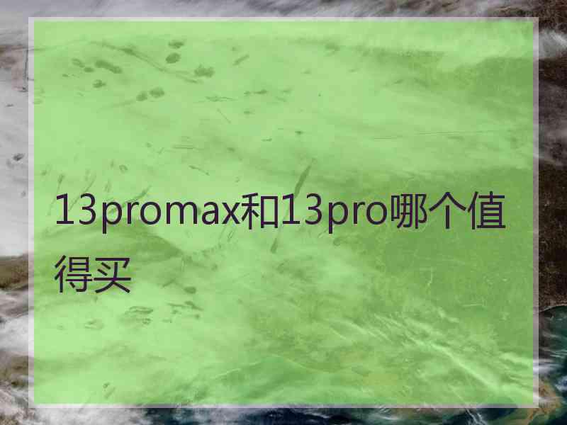 13promax和13pro哪个值得买