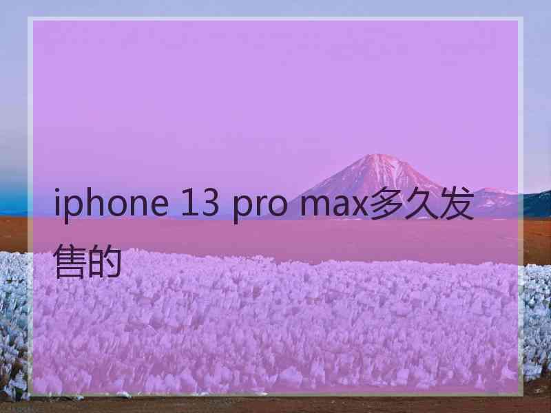 iphone 13 pro max多久发售的