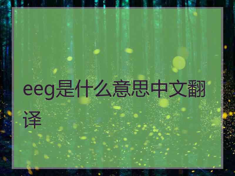 eeg是什么意思中文翻译