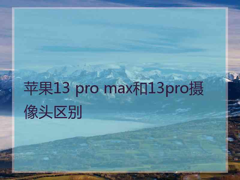 苹果13 pro max和13pro摄像头区别