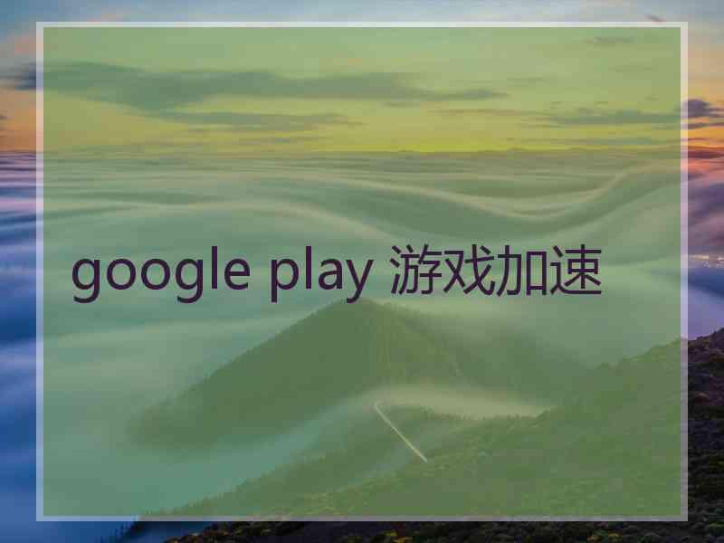 google play 游戏加速