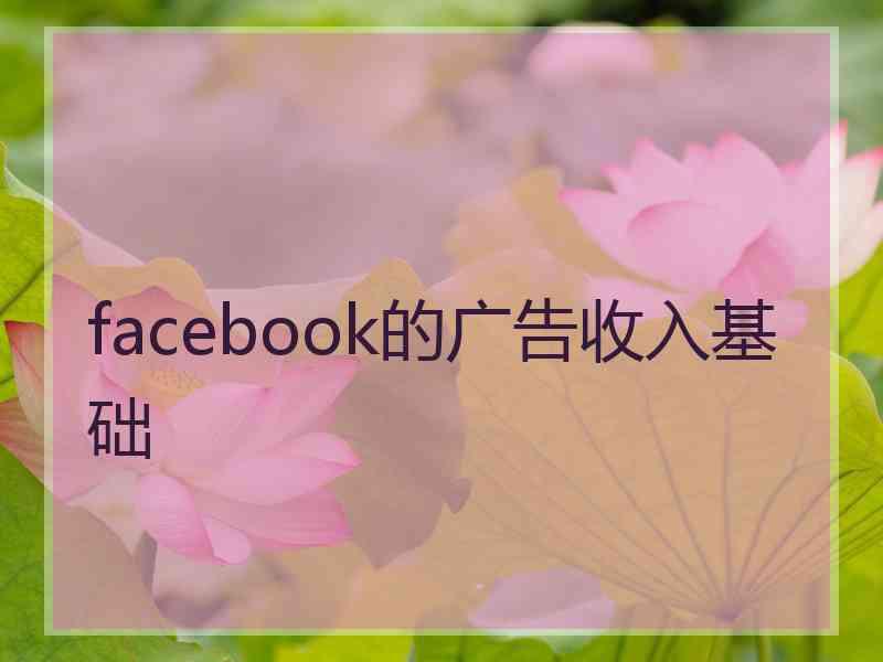 facebook的广告收入基础