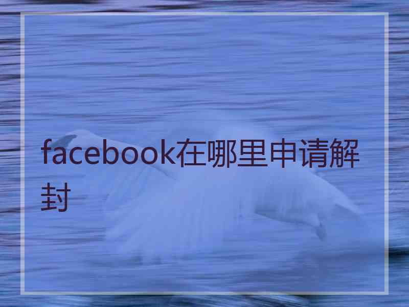 facebook在哪里申请解封