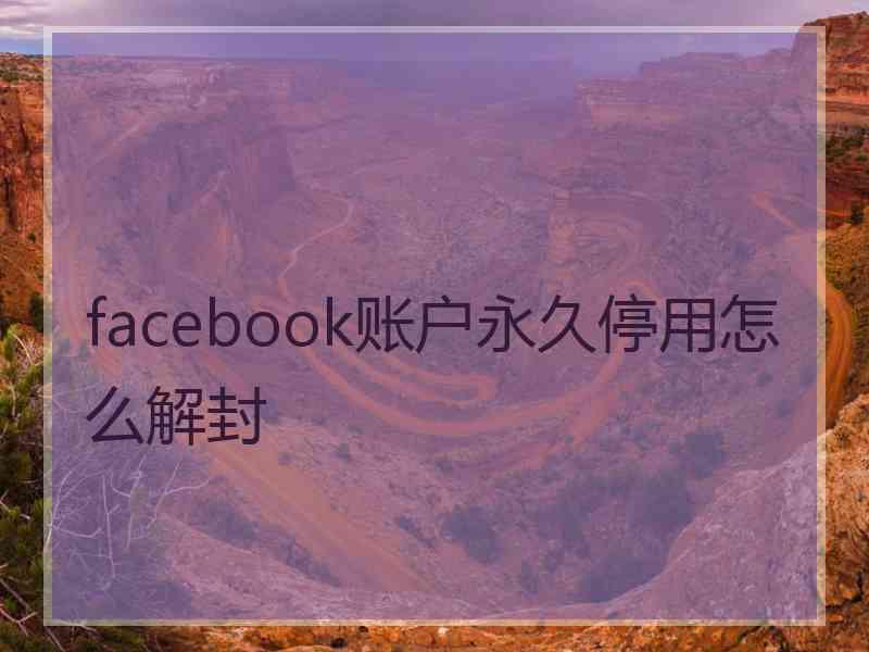 facebook账户永久停用怎么解封