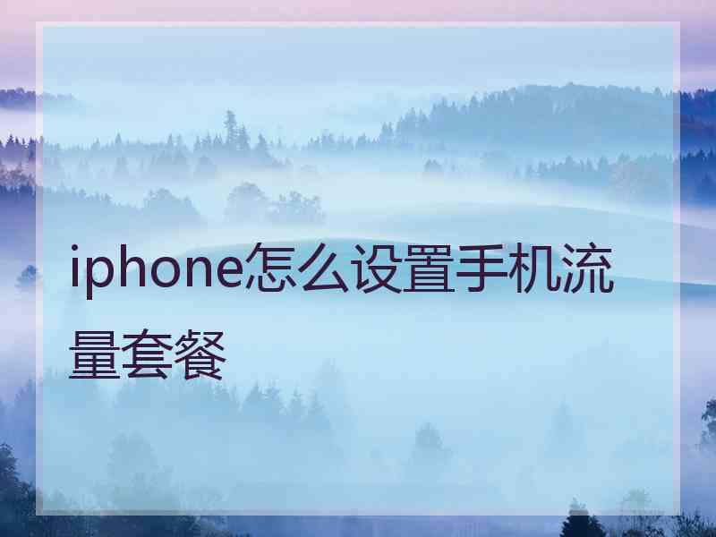 iphone怎么设置手机流量套餐