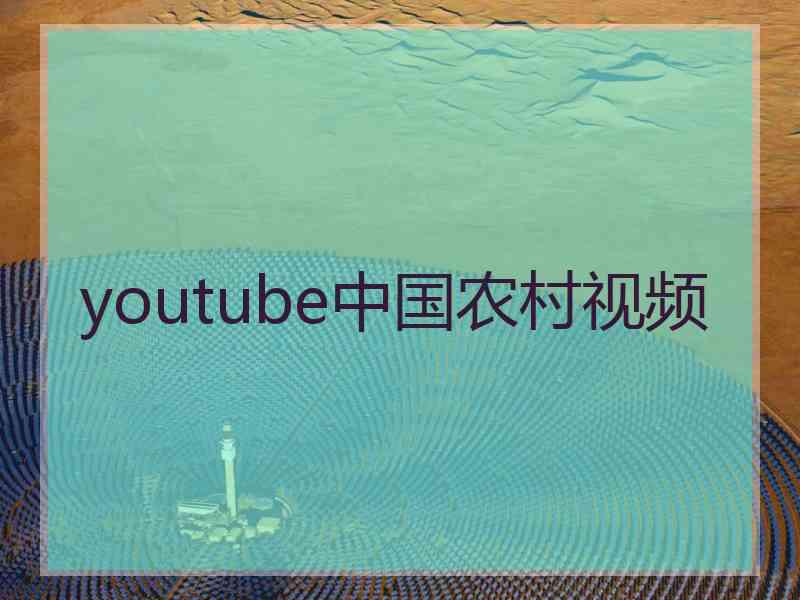 youtube中国农村视频