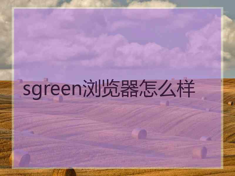 sgreen浏览器怎么样