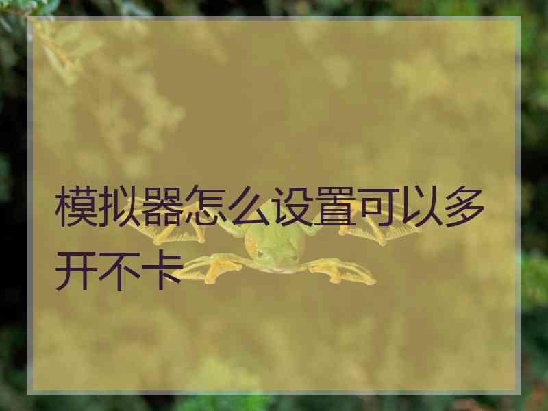 模拟器怎么设置可以多开不卡