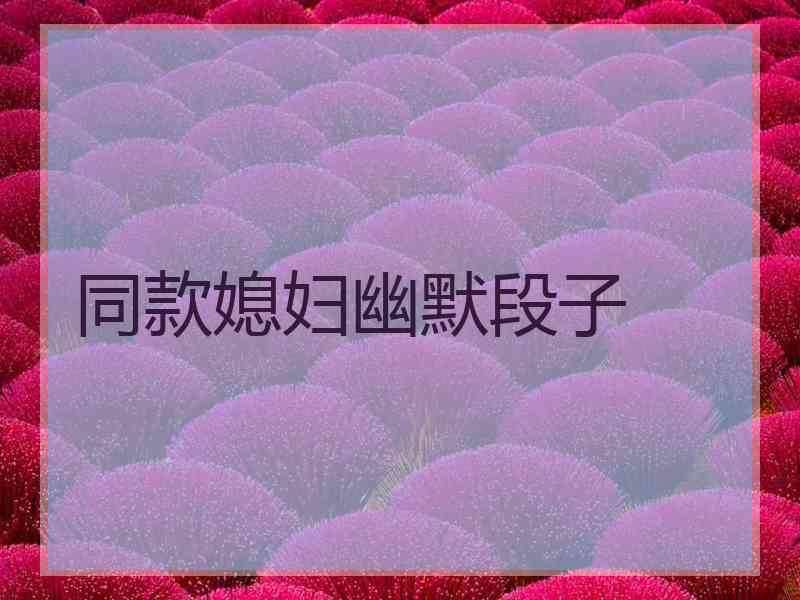 同款媳妇幽默段子