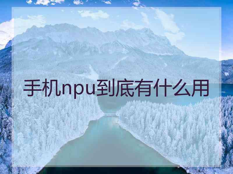 手机npu到底有什么用