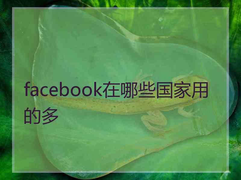 facebook在哪些国家用的多