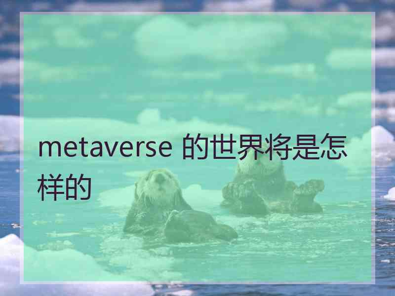 metaverse 的世界将是怎样的