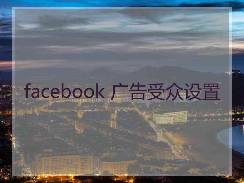 facebook 广告受众设置