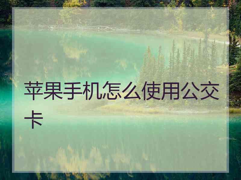 苹果手机怎么使用公交卡