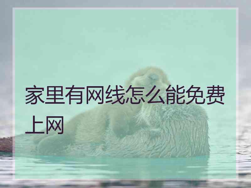 家里有网线怎么能免费上网