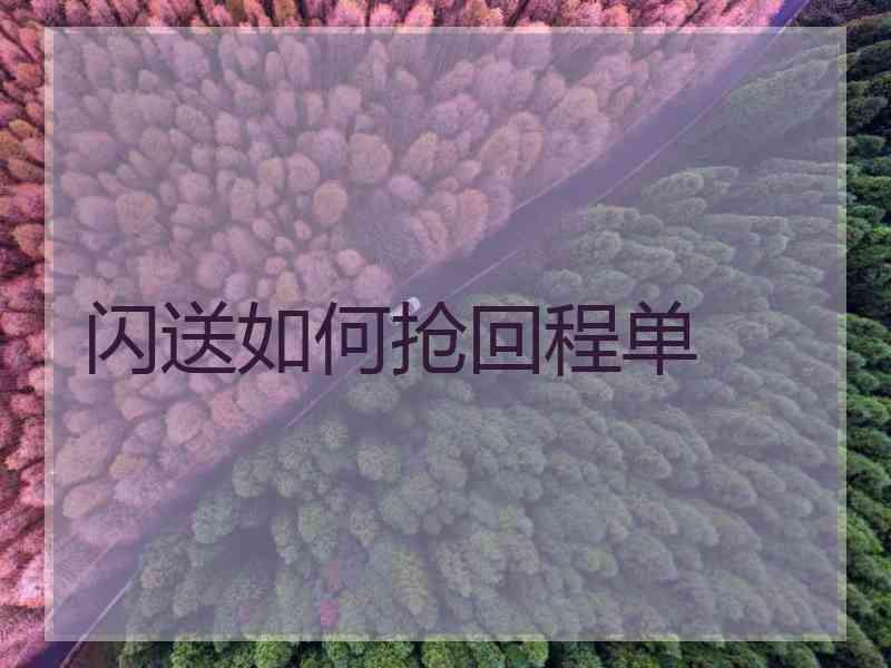 闪送如何抢回程单