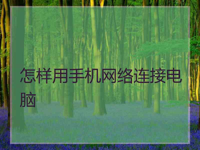 怎样用手机网络连接电脑