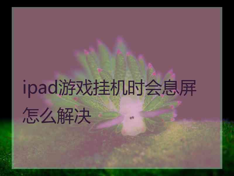 ipad游戏挂机时会息屏怎么解决