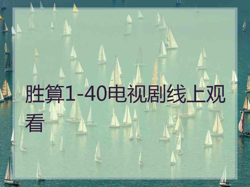 胜算1-40电视剧线上观看