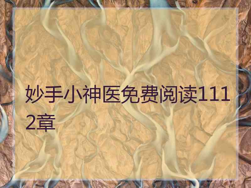 妙手小神医免费阅读1112章