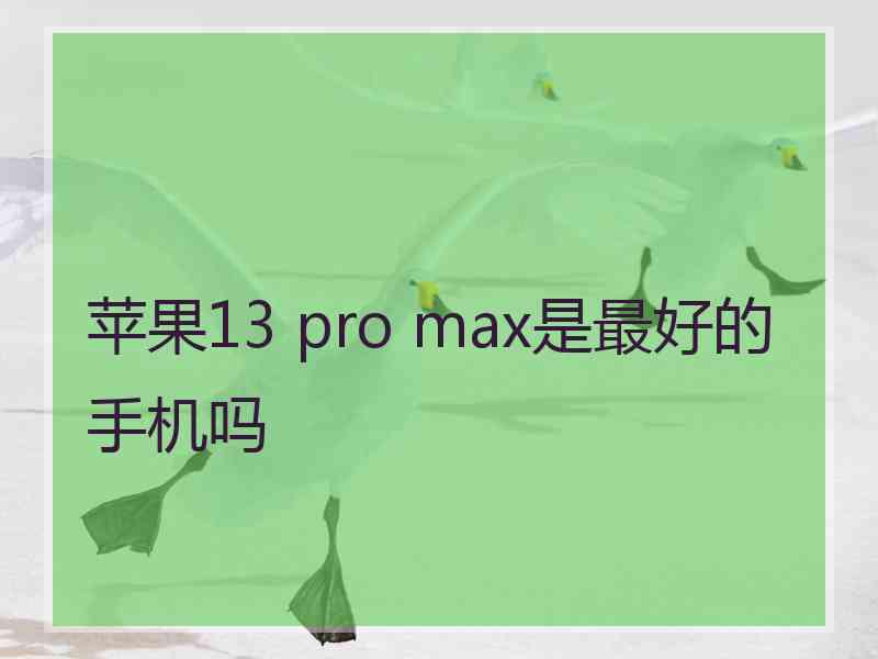 苹果13 pro max是最好的手机吗