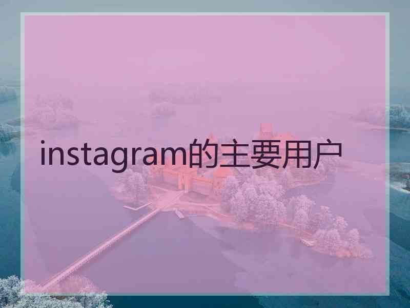 instagram的主要用户