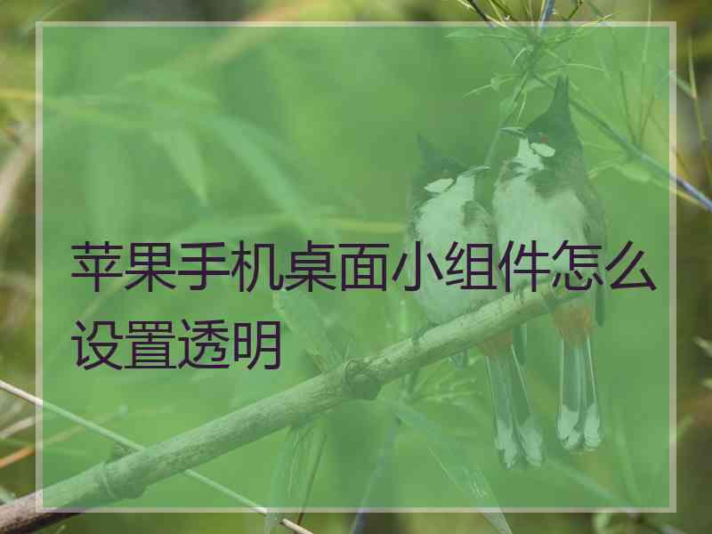 苹果手机桌面小组件怎么设置透明