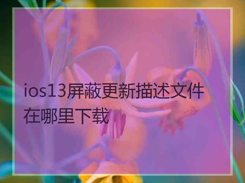 ios13屏蔽更新描述文件在哪里下载