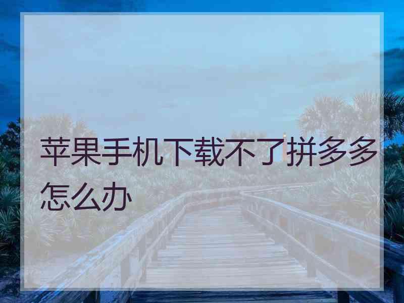 苹果手机下载不了拼多多怎么办