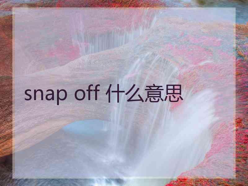 snap off 什么意思