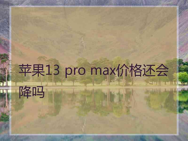 苹果13 pro max价格还会降吗