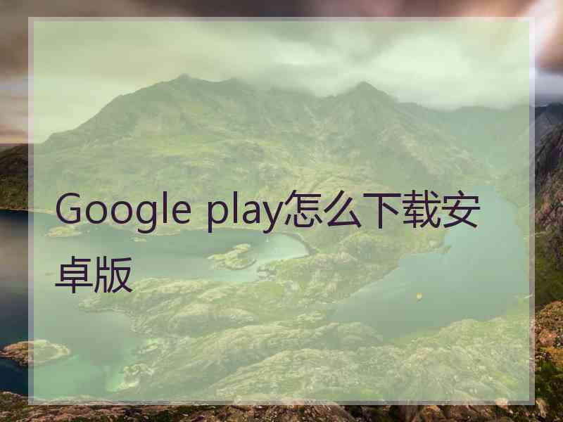 Google play怎么下载安卓版