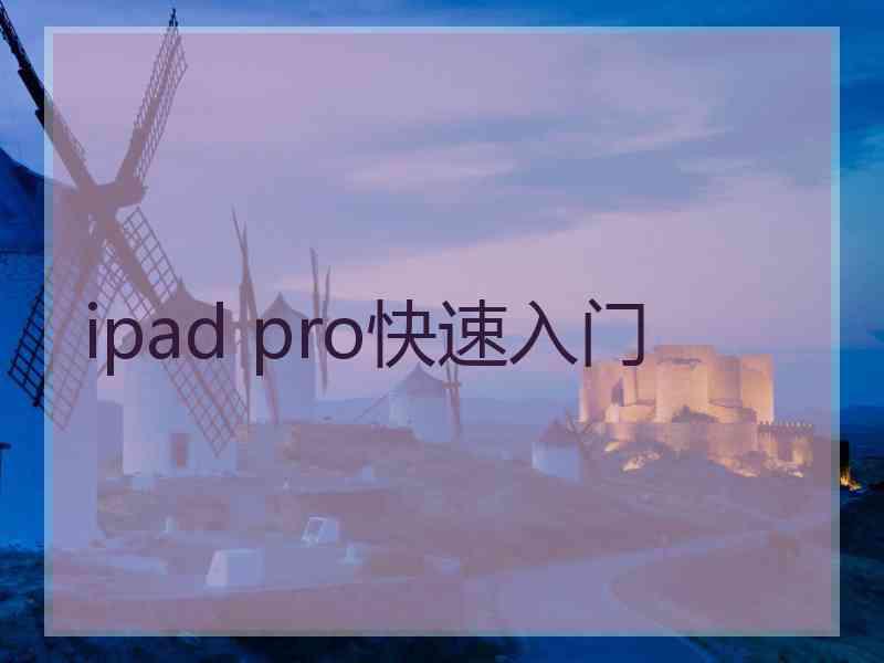 ipad pro快速入门