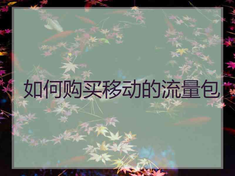 如何购买移动的流量包