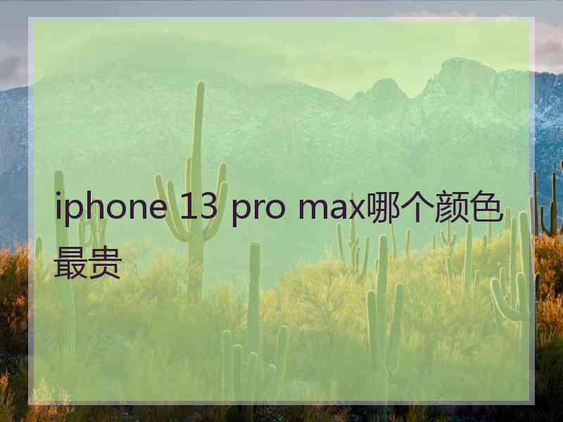 iphone 13 pro max哪个颜色最贵