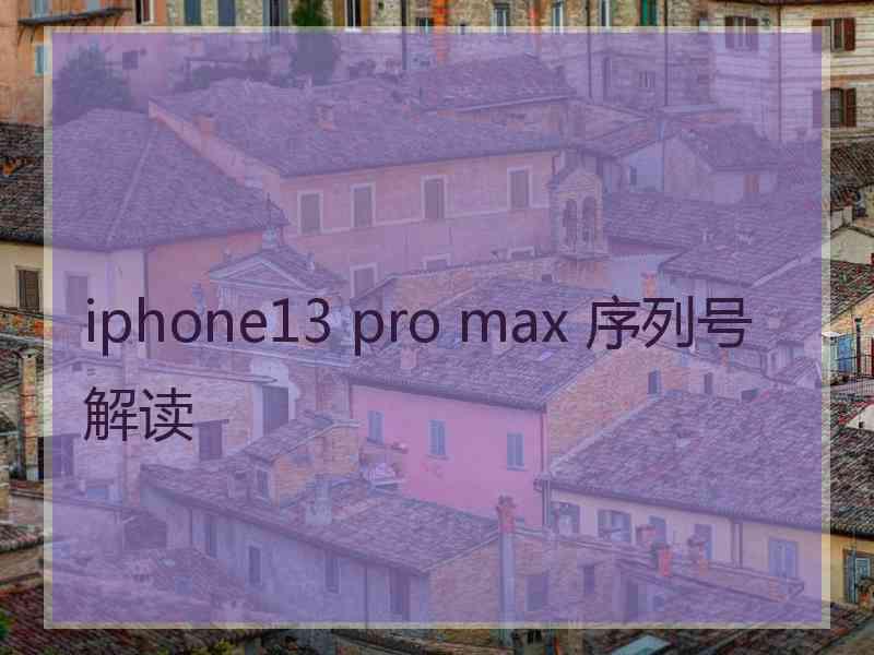 iphone13 pro max 序列号解读