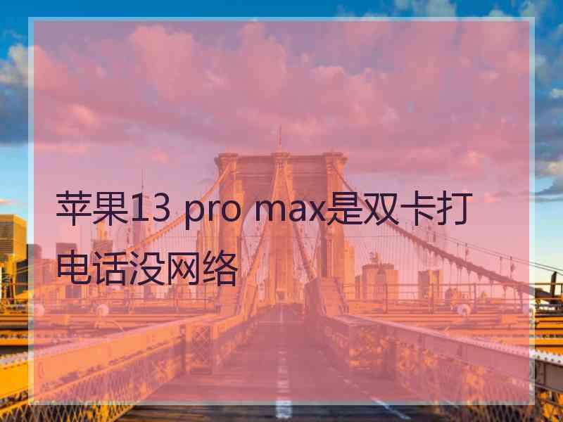 苹果13 pro max是双卡打电话没网络