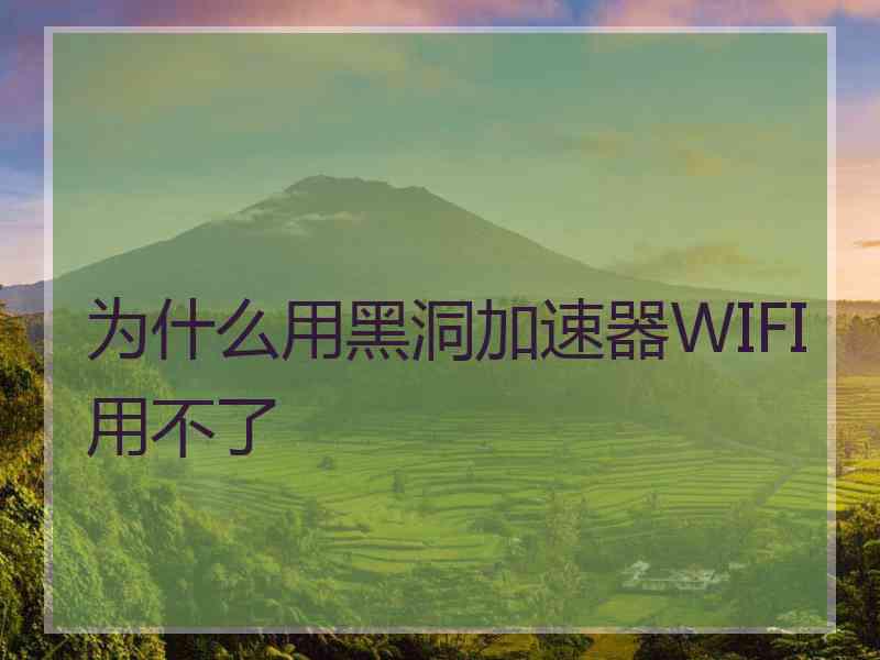 为什么用黑洞加速器WIFI用不了